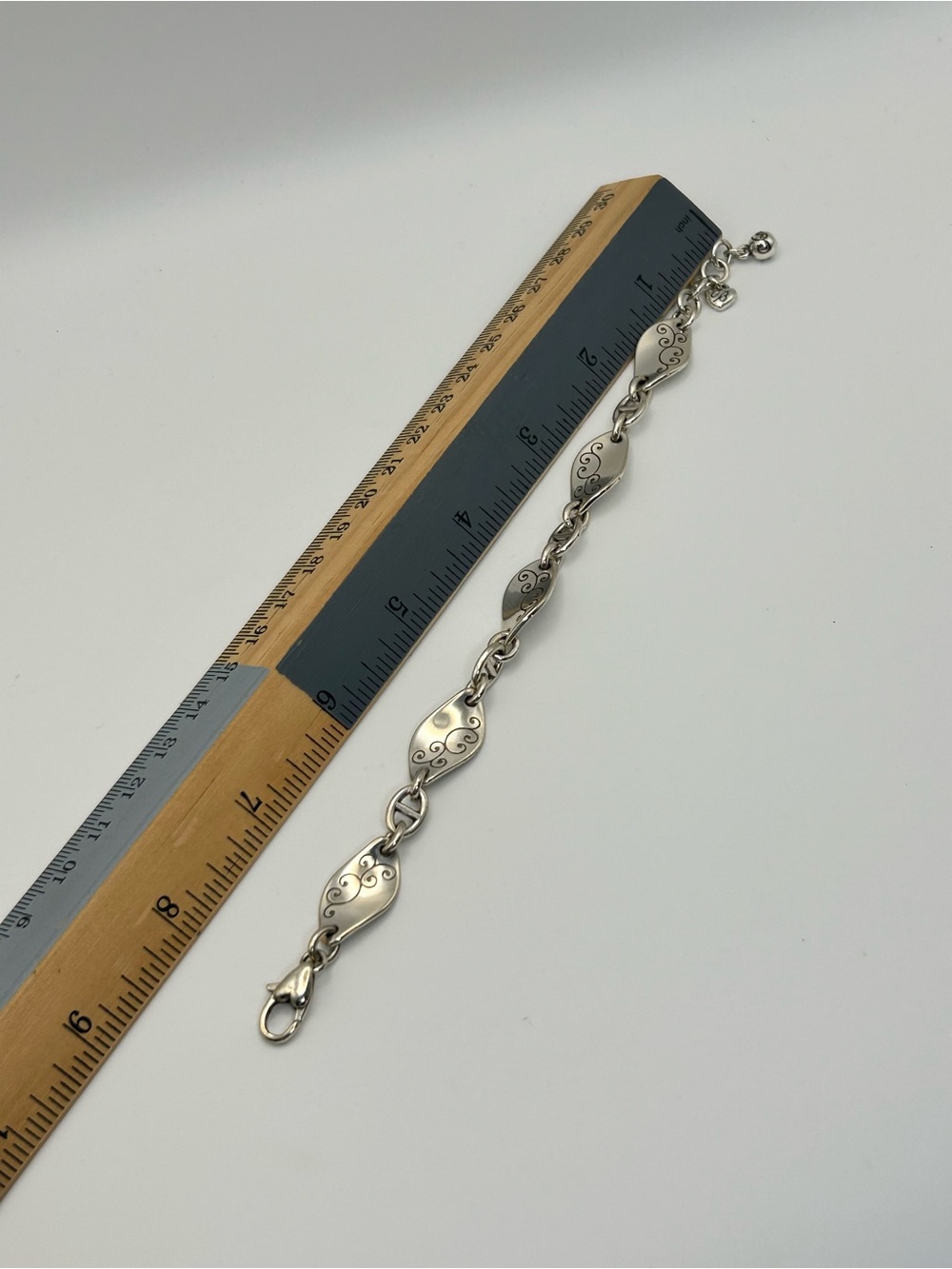 Brighton Twirl Twist Bracelet 8" Silver Plated Oval Link Vintage - Picture 9 of 10